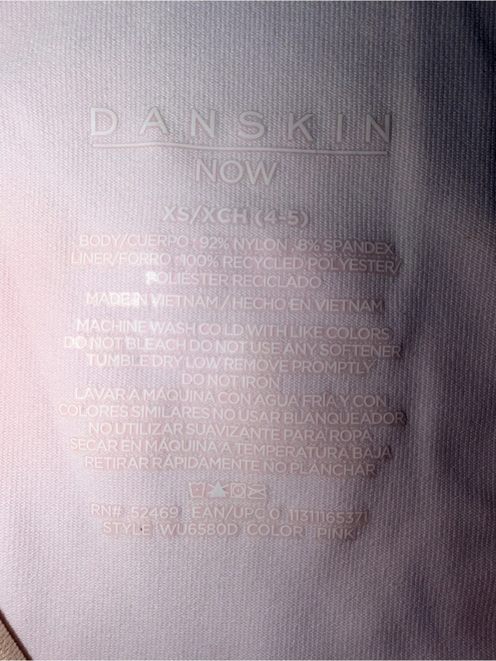 Danskin Now Pale Pink Short Sleeve Dance Leotard